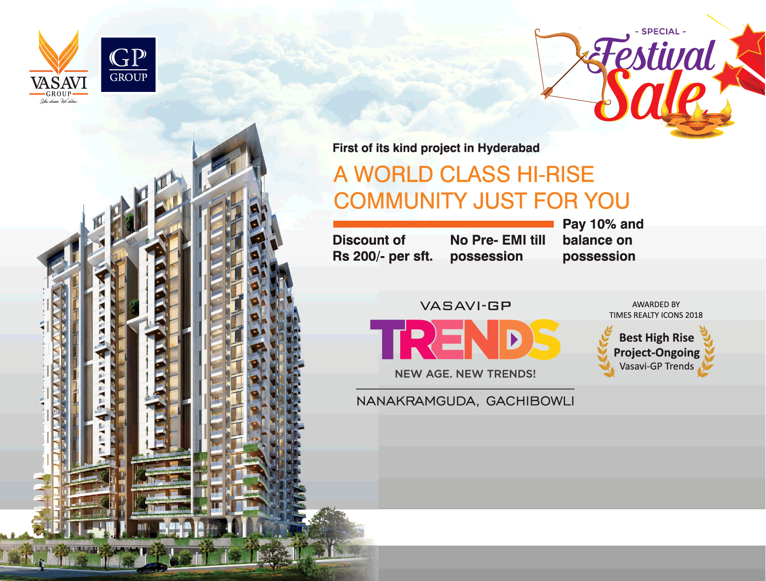 Book a world class hi-rise community in Vasavi GP Trends at Hyderabad